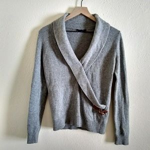 Gorgeous Lands End sweater with Leather Detail